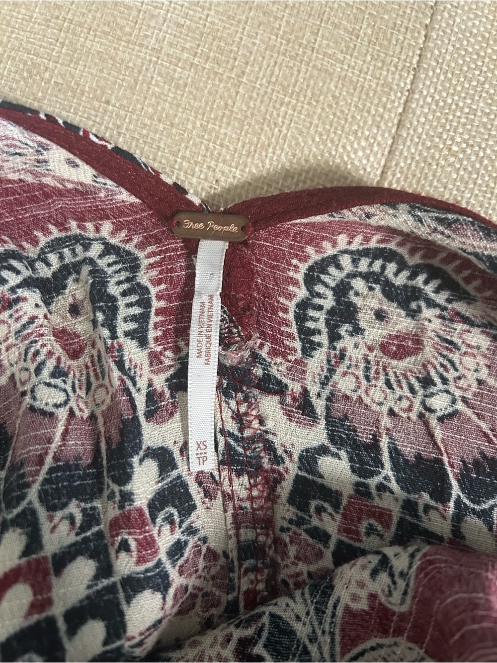 Free People Maroon Paisley & Geometric Print Long-Sleeve Tunic - Picture 8 of 8